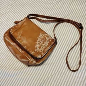 Brown Leather Skull Purse